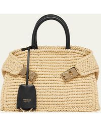 Ferragamo - Hug Mini Crochet Raffia Top-handle Bag - Lyst