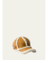 Prada - Suede & Lamb Shearling Baseball Cap - Lyst