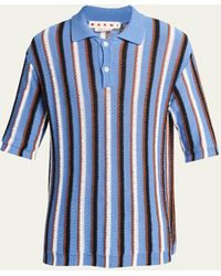 Marni - Vertical Striped Knit Polo Shirt - Lyst
