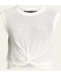 Veronica Beard - Kellen Crewneck Cap-Sleeve Twist-Front Sweater - Lyst