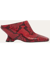Dries Van Noten - Snakeskin Printed Leather Wedge Mules - Lyst