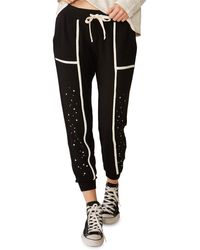 Monrow Super Soft Skinny Joggers With Seamed Binding - Black