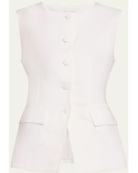 AEXAE - Button-Front Linen Vest - Lyst