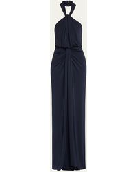 Cinq À Sept - Kaily Backless Draped Halter Gown - Lyst