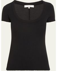 FRAME - Ribbed Scoop-neck Baby Tee - Lyst