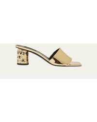 Givenchy - 65Mm Logo Heel Metallic Leather Mule Sandals - Lyst