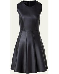 Akris - Fit-flare Leather Mini Dress - Lyst