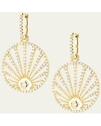 Sheryl Lowe - 14k Pave Diamond Sunrise Earrings With Oval Huggie Hoops - Lyst