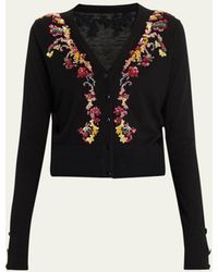 Prabal Gurung - Floral Sequined Wool Cashmere Cardigan - Lyst