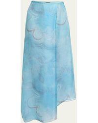 Giorgio Armani - Watercolor Floral Silk Wrap Asymmetric Skirt - Lyst