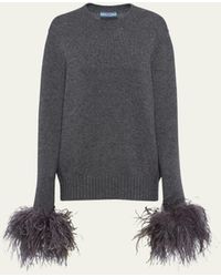 Prada - Feathered-cuff Cashmere Sweater - Lyst
