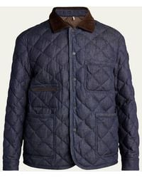 Moncler - Cotton & Leather Quilted Jacket - Lyst