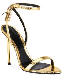 Tom Ford Laminated Printed Python Sandals - Metallic