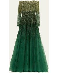 Pamella Roland - Ombre Sequin Tulle Ballgown With Crystal Neckline - Lyst