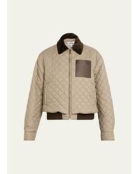 Loewe - Anagram Leather-Trimmed Quilted Jacket - Lyst