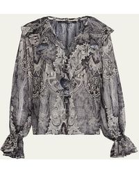 Kobi Halperin - Locke Ruffle Tie-Neck Blouse - Lyst