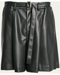 Sacai - Belted Faux Leather Pleated-back Shorts - Lyst