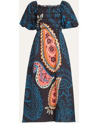 VERANDAH - Paisley Printed Smocked Maxi Dress - Lyst