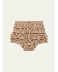 Loewe - X Paula's Ibiza Tiered Ruffle Crochet Pull-On Shorts - Lyst