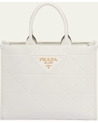 Prada - Triangle Leather Shopper Tote Bag - Lyst