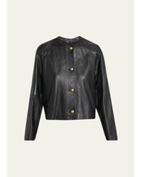 Max Mara - Raglan-Sleeve Leather Single-Breasted Jacket - Lyst