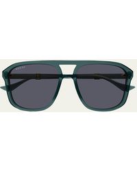 Gucci - Double-bridge Acetate Aviator Sunglasses - Lyst