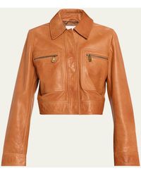 FRAME - Fitted Leather Moto Jacket - Lyst