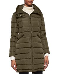 Moncler Flammette Stripe-quilted Mid-length Puffer Coat - Green