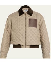 Loewe - Anagram Leather-Trimmed Quilted Jacket - Lyst