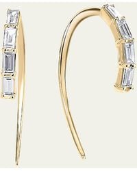 Lana Jewelry - 14k Yellow Gold Baguette Diamond Mini Hooked On Hoop Earrings - Lyst