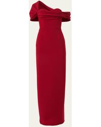 Carolina Herrera - Draped Off-Shoulder Column Gown - Lyst