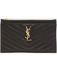 Saint Laurent - Ysl Monogram Small Ziptop Bill Pouch In Grained Leather - Lyst