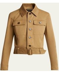 Saint Laurent - Collared Button Down Belted Jacket - Lyst