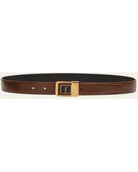 Saint Laurent - Ysl Python Leather Belt - Lyst