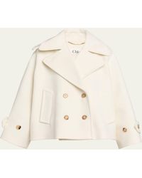 Chloé - Double-Breasted Wool Peacoat - Lyst