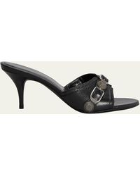 Balenciaga - Cagole Lambskin Buckle Slide Sandals - Lyst