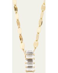 Lana Jewelry - 14k Yellow Gold Baguette Diamond Vertical Pendant Necklace - Lyst