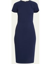Victoria Beckham - T-shirt Fitted Midi Dress With Back Zipper - Lyst