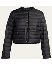 Moncler - Fleurs Bouclé-Trim Short Down Jacket - Lyst