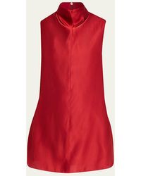 KHAITE - Daria Sleeveless Turtleneck Twill Mini Dress - Lyst