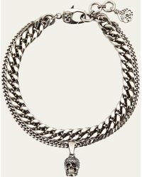 Alexander McQueen - Pavé Swarovski Crystal Skull Double Chain Bracelet - Lyst