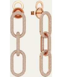 Bhansali - Connect Collection Three-link Pave Diamond Earrings In 18k Rose Gold - Lyst