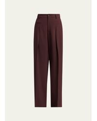 Kiton - Pleated Wool-Silk Straight-Leg Trousers - Lyst