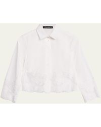 Dolce & Gabbana - Cropped Button-front Blouse W/ Lace Trim - Lyst