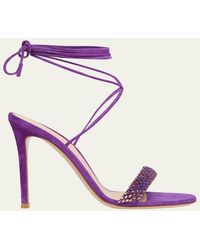 Gianvito Rossi - Crystal Suede Ankle-Strap Sandals - Lyst