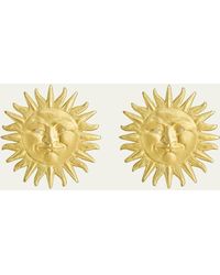 Anthony Lent - 18k Yellow Gold Sunface Stud Earrings With Diamonds - Lyst