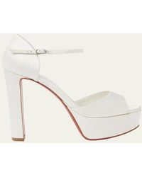 Christian Louboutin - 130Mm Sandaloo Silk Ankle-Strap Platform Sandals - Lyst
