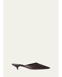 The Row - Liisa Leather Kitten-Heel Mules - Lyst