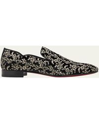 Christian Louboutin - Dandy Chick Embroidered Velvet Loafers - Lyst