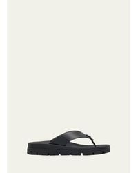 Prada - Enameled Triangle Logo Rubber Thong Sandals - Lyst